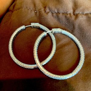 3 Row Diamond Pave Hoop Earrings